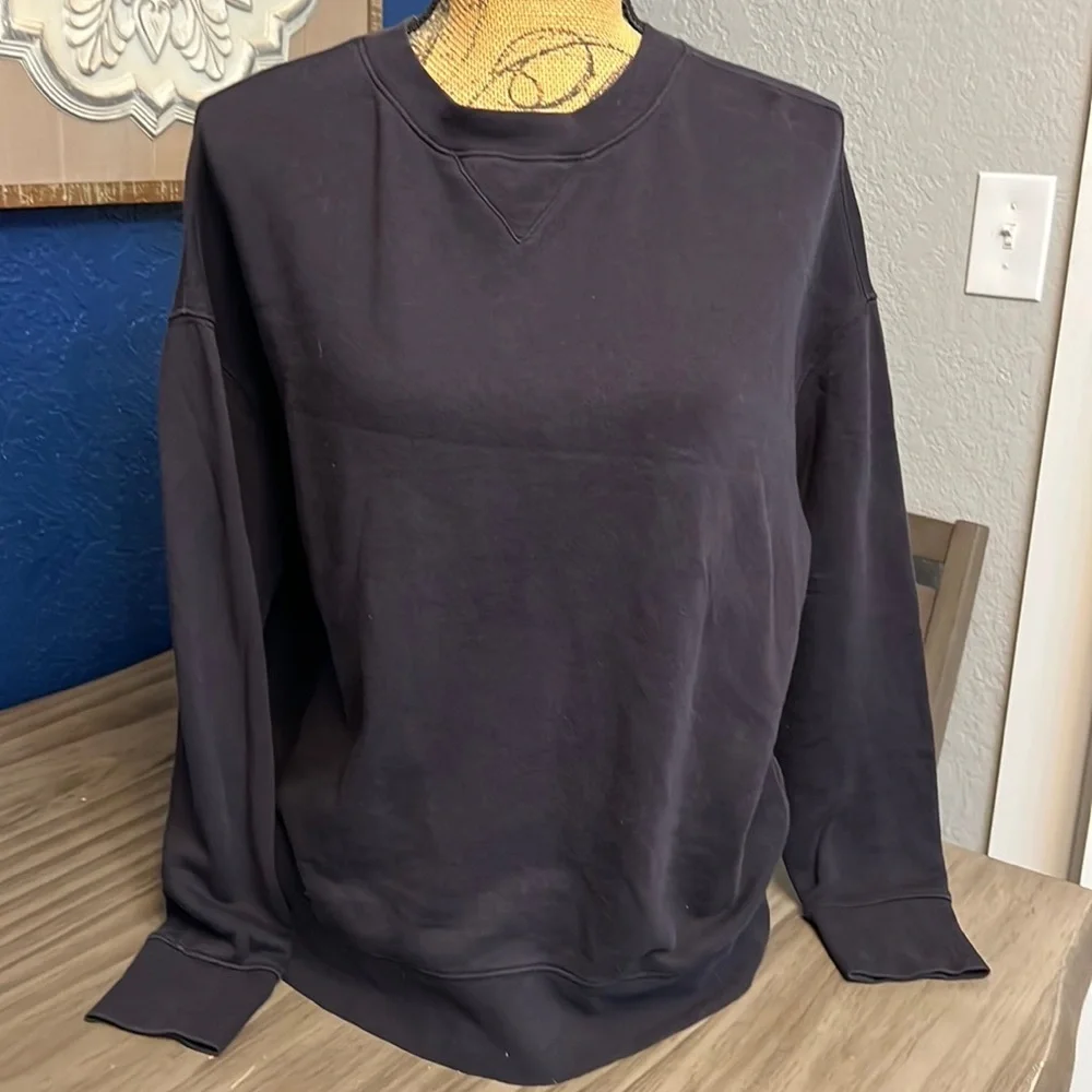 VINCE COTTON BLACK PULLOVER CREWNECK OVERSIZED SWEATER  SMALL